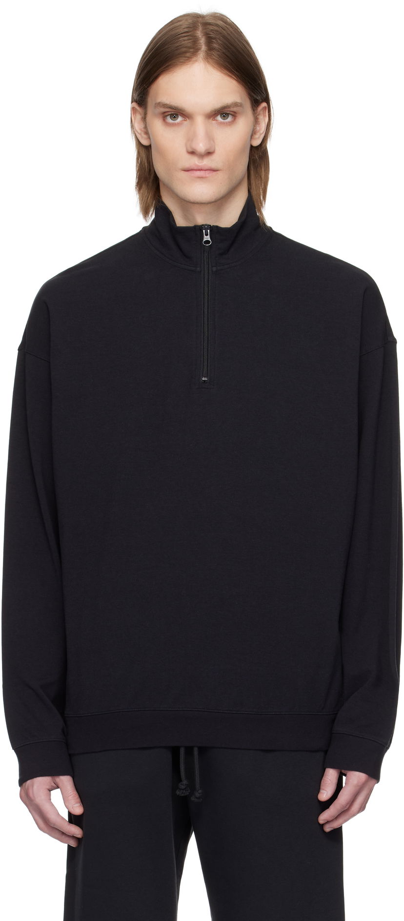 Villapaita SKIMS SKIMS Jersey Relaxed Quarter Zip Sweatshirt Musta | PL-ZUP-6901M-OBSIDIAN