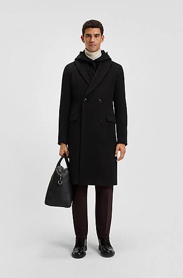 Takit BOSS Double-breasted coat in an alpaca blend Musta | 50551135, 1