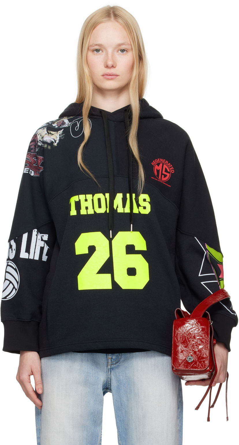 Huppari Marine Serre Marine Serre Regenerated Graphic Hoodie Musta | UST025A UJER0007