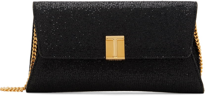 Olkalaukku Tom Ford Glitter Textured Fabric Bag With Chain Strap Musta | L1736-TSY053X