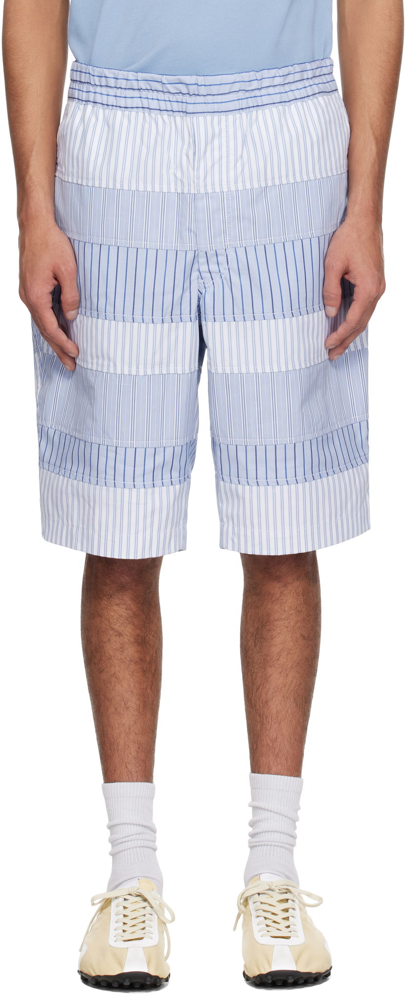 Shortsit Comme des Garçons Comme des Garçons Shirt Yarn Dyed Stripe Poplin Shorts Sininen | FO-P004-051