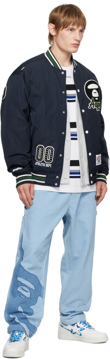 Bomber-takki AAPE by A Bathing Ape AAPE By A Bathing Ape Moonface Logo Varsity Jacket Tummansininen | AAPJKM7676XXNNYD, 3