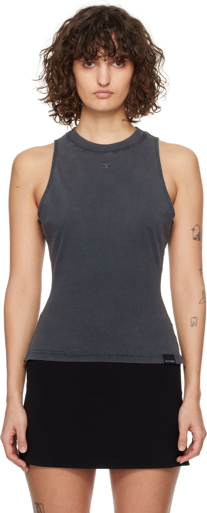 Tankkitoppi Courrèges Courrèges Fitted Stonewashed Tank Top Harmaa | 125JDE094JS0110
