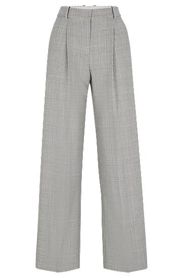 Housut BOSS Glen-check Virgin Wool Straight-Fit Trousers Harmaa | 50525277
