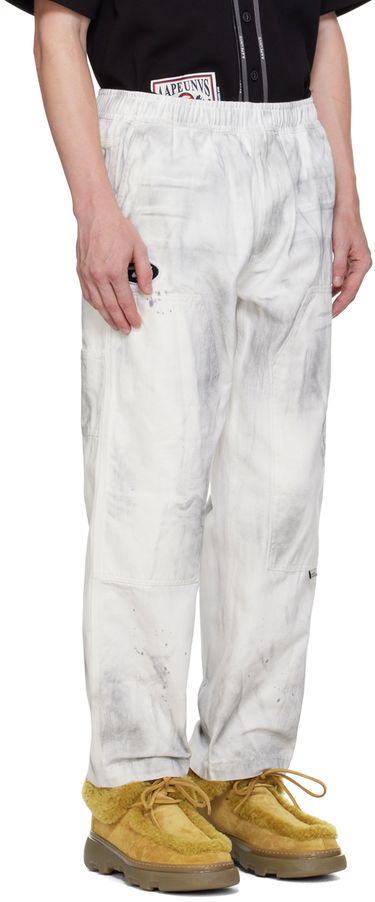 Cargo housut AAPE by A Bathing Ape AAPE by A Bathing Ape Embroidered-Logo Painter Pants Valkoinen | AAPPTMA682XAMWHB, 3