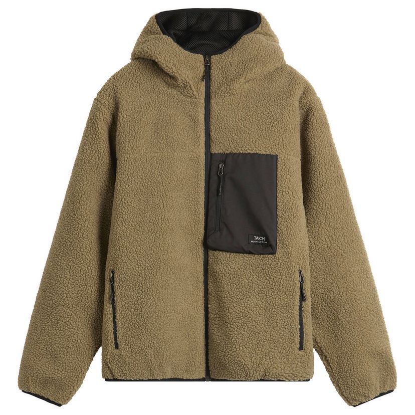 Takki TAION Mountain Boa Hooded Fleece Jacket Beige | TAION-106NDMBMT-BEBK