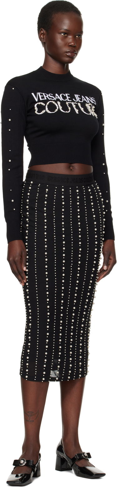 Villapaita Versace Embellished Logo Cropped Sweater Musta | E77HAFM30_ECMN60, 3