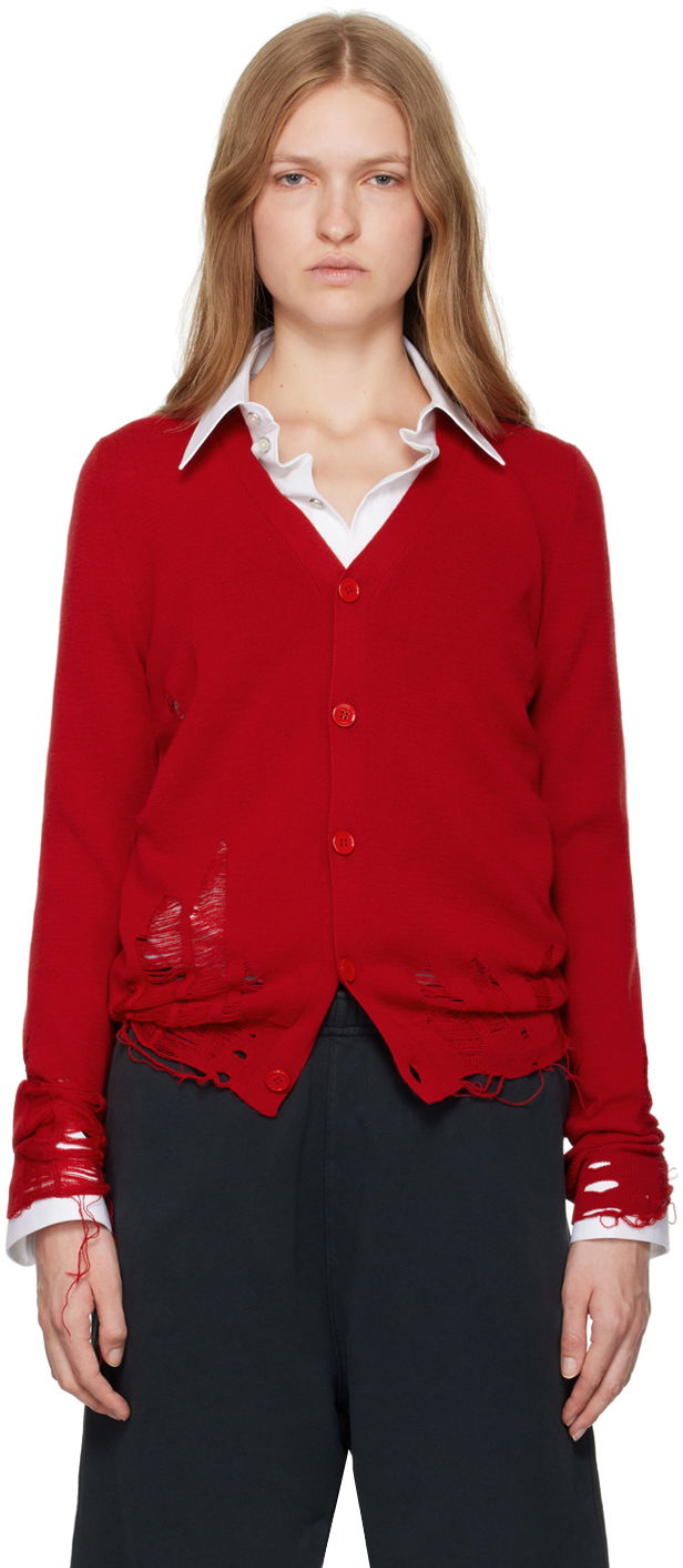 Villapaita Maison Margiela Compact Distressed Cardigan Punainen | SH2HP0006 M13070