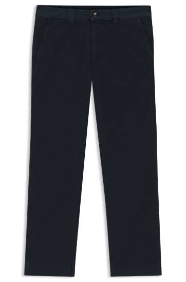 Housut BOSS Stretch Cotton Twill Straight-Fit Trousers Tummansininen | 50542911