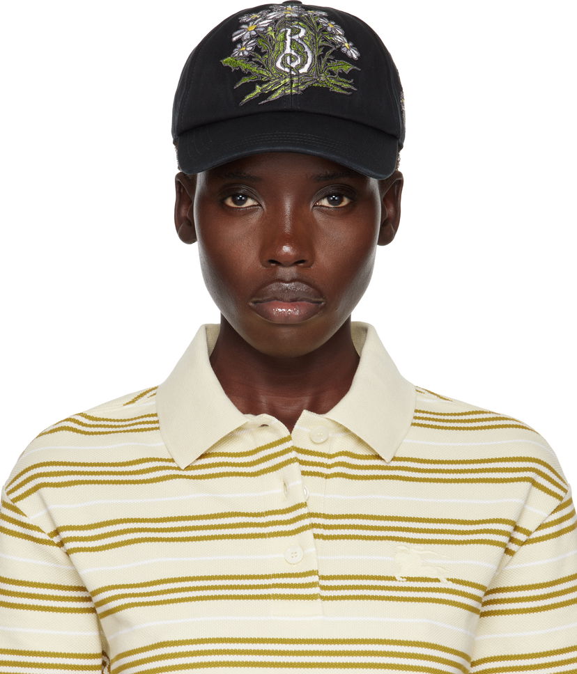 Korkki Burberry Burberry Daisy 'B' Gabardine Baseball Cap Musta | 8103762