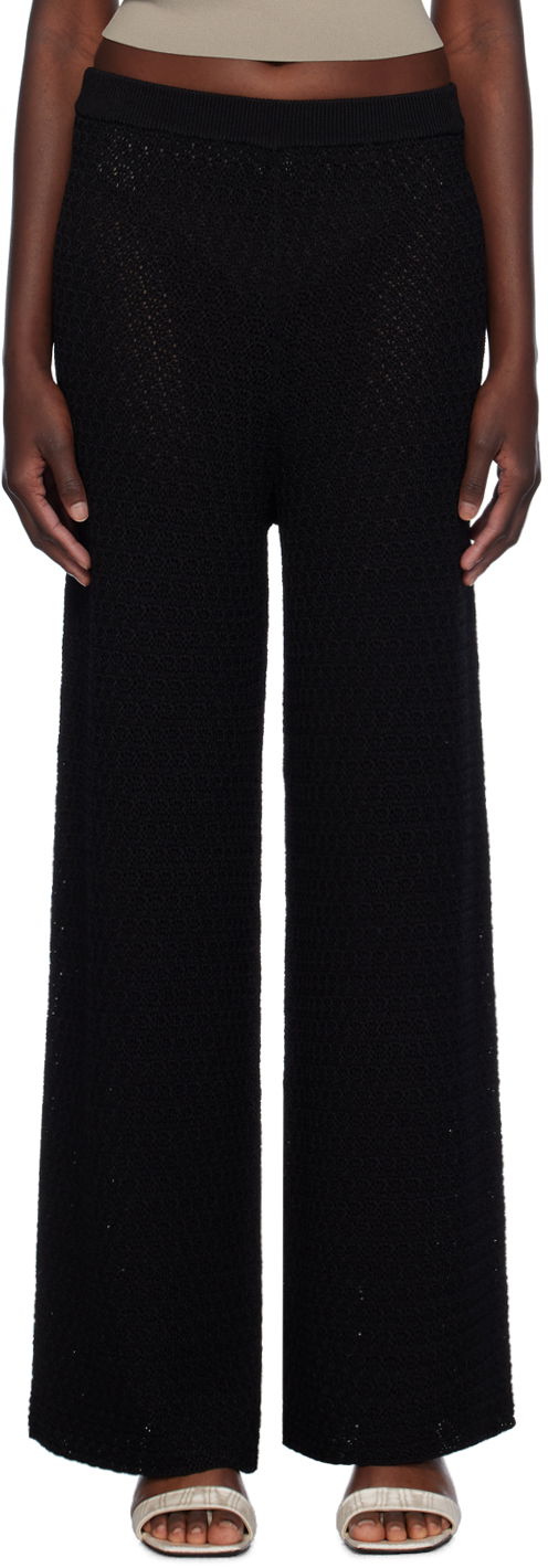 Housut TOTEME Wide-Leg Knit Trousers Musta | 243-WRB0207-YA0040