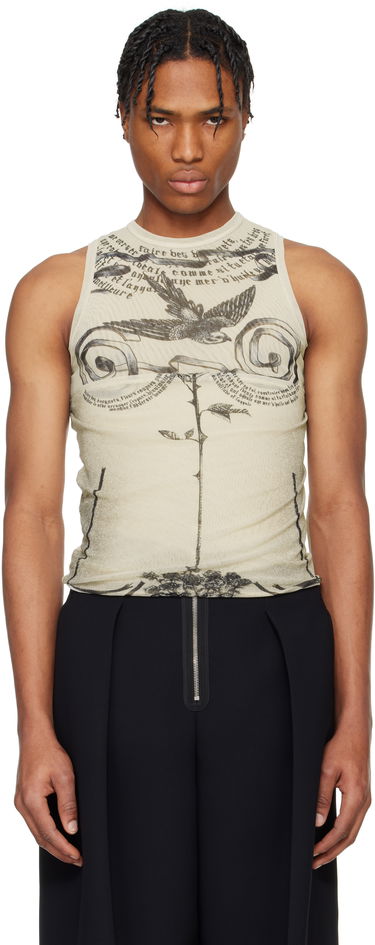 Tankkitoppi Jean Paul Gaultier Jean Paul Gaultier 'The Tattoo Rose and Bird' Graphic Print Tank Top Beige | 25/34-F-DB054-T583-030030, 0