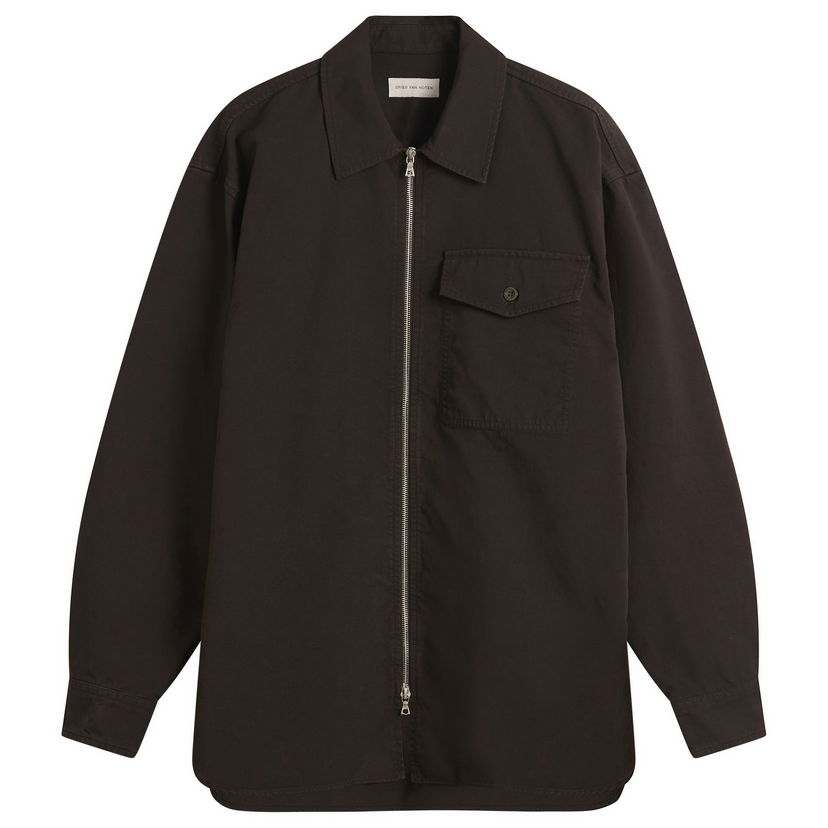 Takki Dries Van Noten Dries Van Noten Overdyed Double Weave Cotton Shirt Jacket Ruskea | 252-020792-2101-703