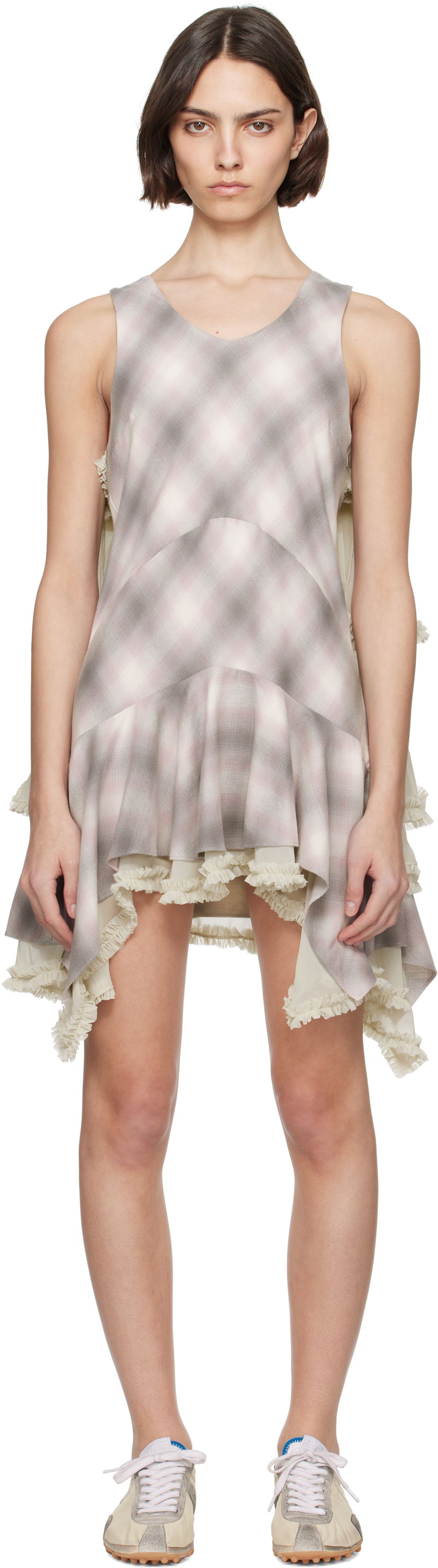 Mekko Collina Strada Collina Strada Phlox Layered Mini Dress Beige | XX4036