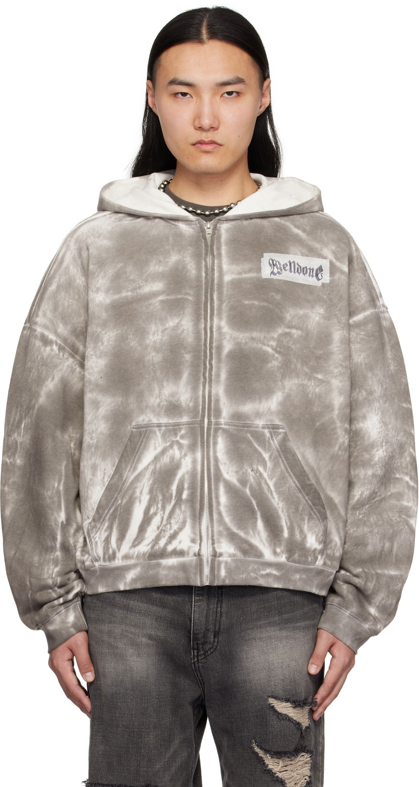 Huppari We11done We11done Muddy Zip-Up Hoodie Harmaa | WD-TJ0-25-819-U-BK