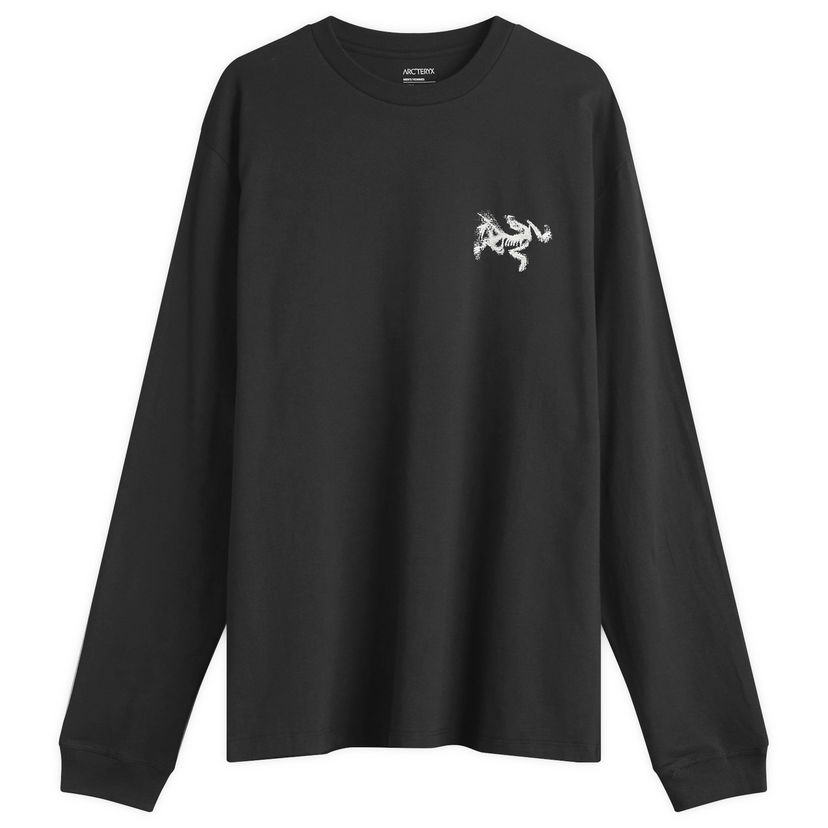 T-paita Arcteryx Kragg SL Cotton Bird Tile Long Sleeve T-Shirt, Size Medium Musta | X000009537-021941