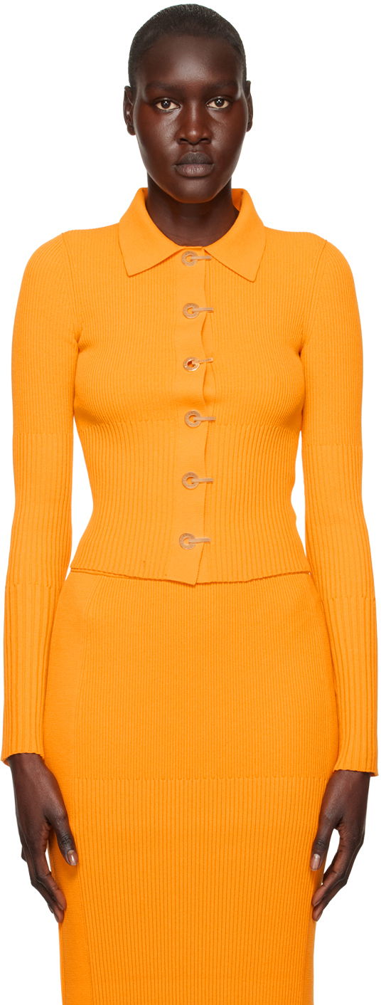 Villapaita Dion Lee Gradient Rib Long Sleeve Cardigan Oranssi | A7663R23
