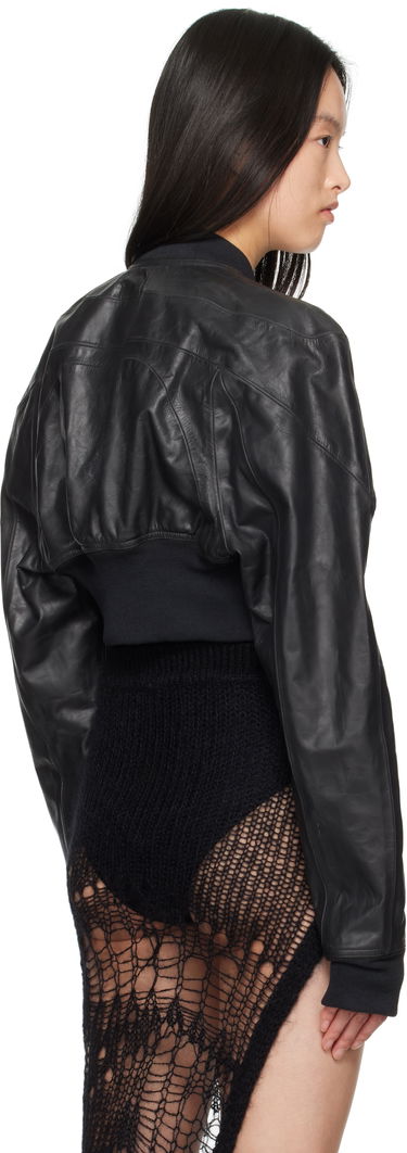 Bomber-takki Rick Owens Rick Owens Hollywood Girdered Cropped Leather Bomber Jacket Musta | RP01E7713 LTP, 2