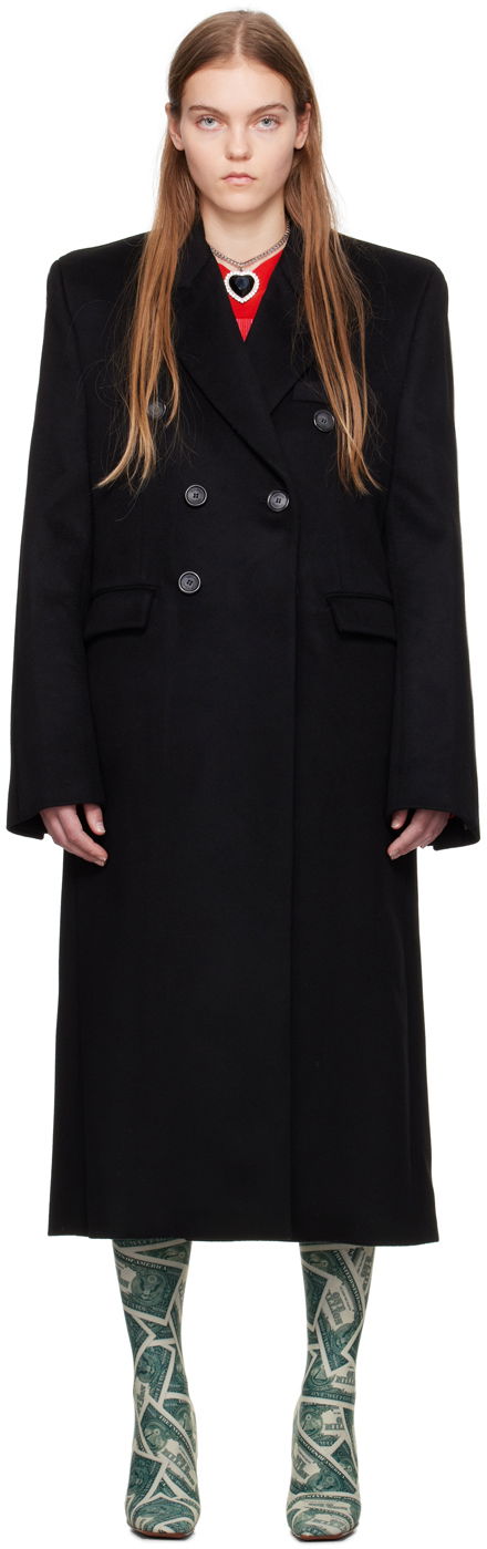 Takit VETEMENTS VTMNTS Tailored Double-Breasted Maxi Coat Musta | VL20CO100B