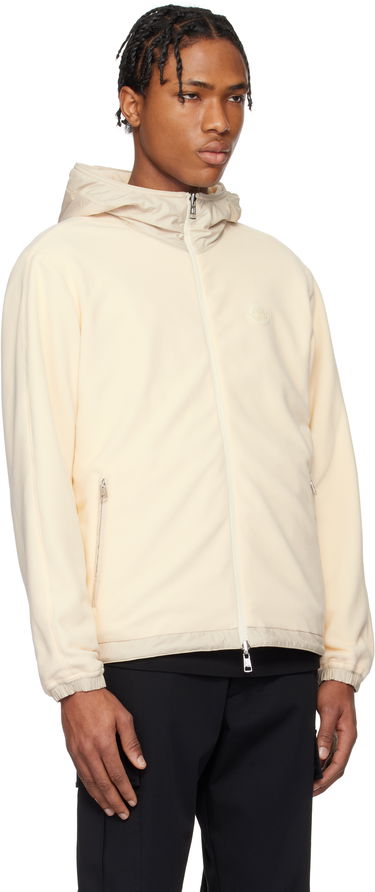 Huppari Moncler Moncler Fleece Zip-Up Reversible Hoodie Beige | K10918G0002180093, 1