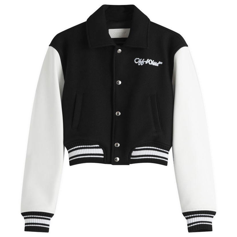Bomber-takki Off-White Off-White WO Simple Cropped Varsity Jacket, Size Small Musta | OWEK00DS25FAB0011001