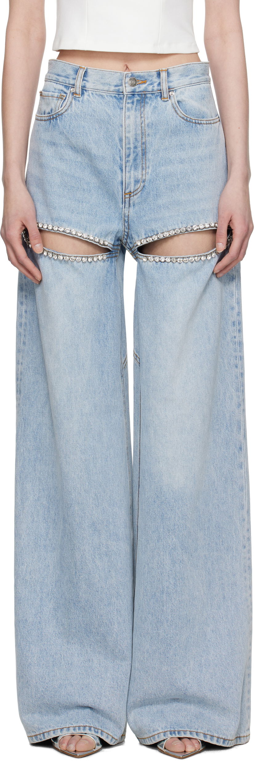 Jeans Area AREA Wide Leg Crystal Slit Jeans Sininen | 0000P02213