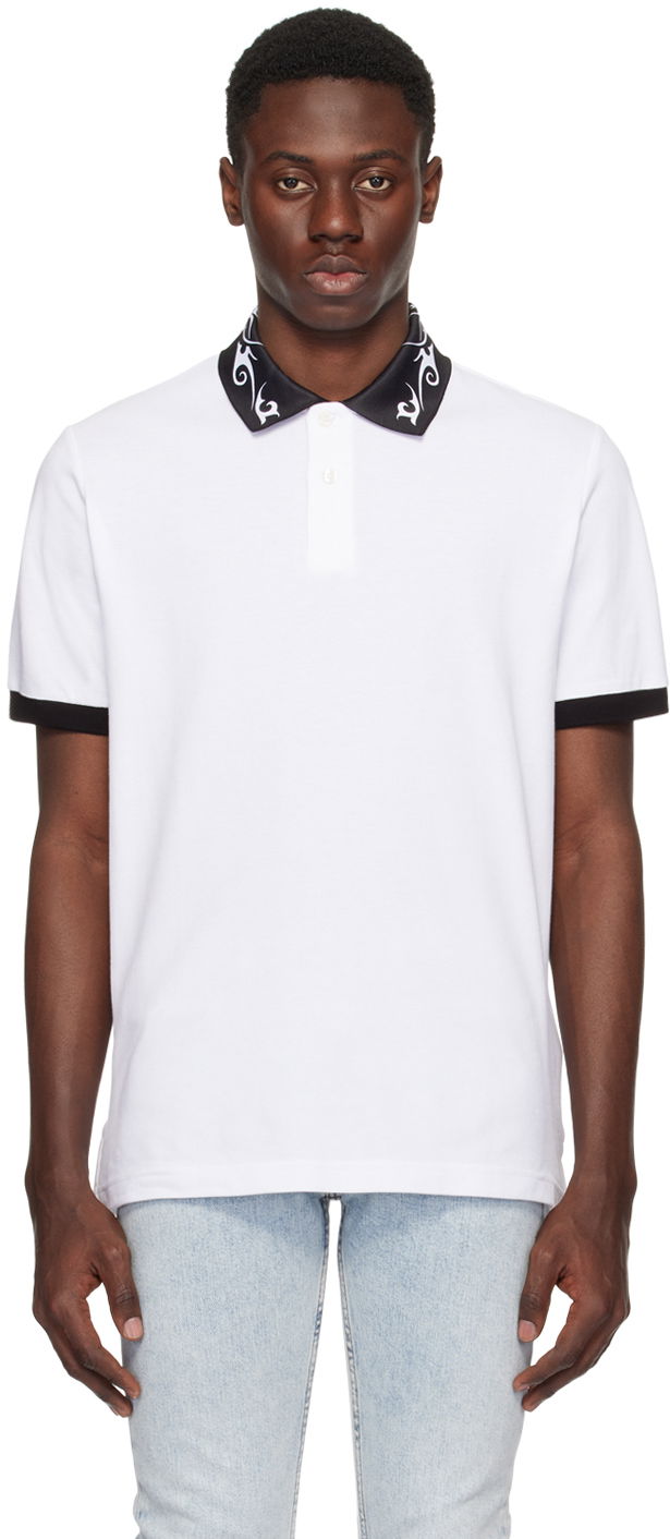 Poolopaita Versace Jeans Couture White Printed Polo Valkoinen | E76GAGT08_ECJ01T