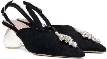 Tennarit ja kengät Simone Rocha Simone Rocha Pointed Slingback Heels with Crystal Embellishment Musta | LH14B 0794, 3