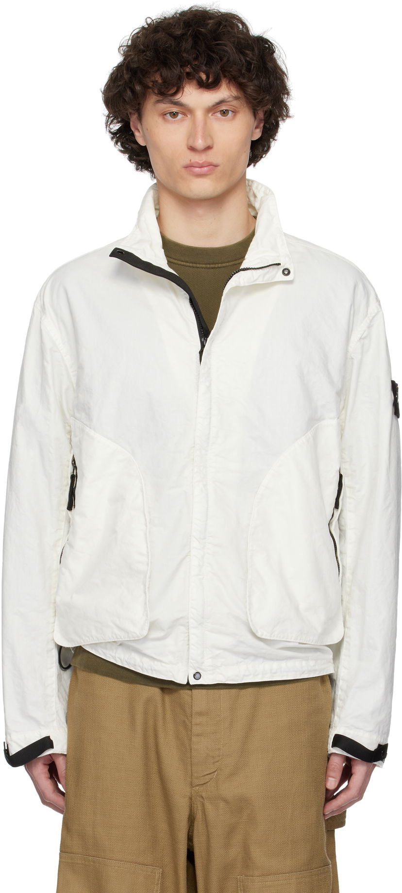 Tuulitakki Stone Island Stone Island Organic Look Nylon Panama-TC Jacket Valkoinen | K1S15 4100067 S0069