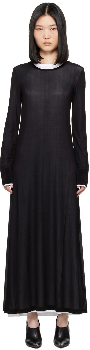 Mekko Helmut Lang Double Layer Maxi Dress Musta | 005HW605
