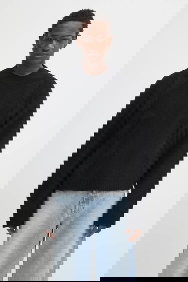 Villapaita HELIOT EMIL Textured Knit Crewneck Sweater Musta | PREAW25.M.07.063.BLK01., 0