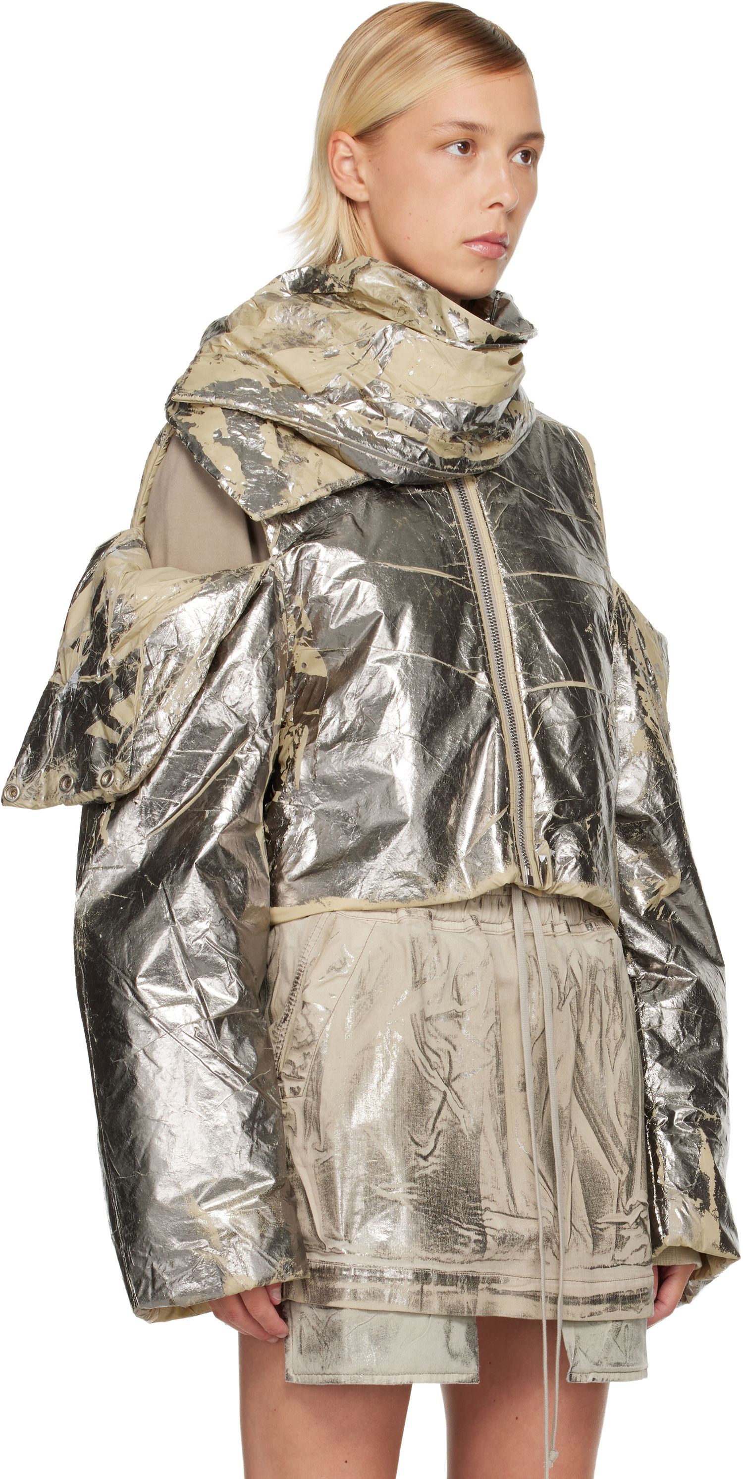 Puffer takki Rick Owens Concordians Convertible Jacket Metallinen | DS02E7727 NPF, 1