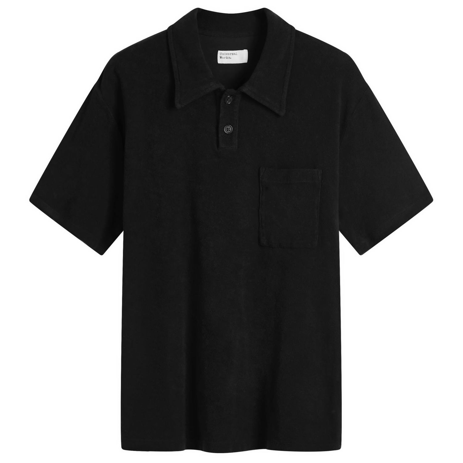 Poolopaita Universal Works Universal Works Newlyn Light Weight Terry Polo, Size Large Musta | 32727-BLK, 1