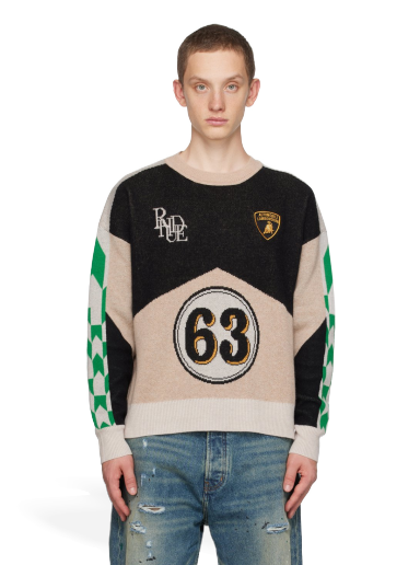 Villapaita Rhude Lamborghini Edition Graphic Sweater Beige | RHFW23SW09488108