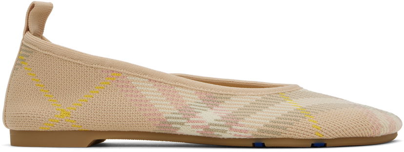 Vaatteet Burberry Burberry Check Knit Ballerina Flats Beige | 8101053
