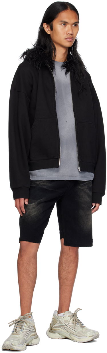 Huppari We11done Faux Fur Trim Zip-Up Hoodie Musta | WD-TJ2-24-811-U-BK, 3