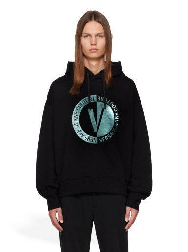 Huppari Versace Jeans Couture V-Emblem Hoodie Musta | E75GAIF05_ECF03F