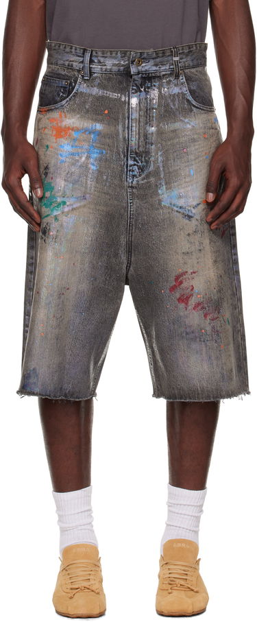 Shortsit We11done We11done Painted Denim Shorts Harmaa | WD-DP2-25-332-M-BK, 0