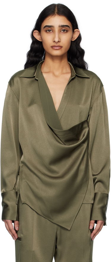 Paita Helmut Lang Helmut Lang Relaxed Wrap Satin Blouse Vihreä | O09HW501, 0
