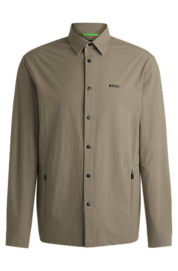 Paita BOSS BOSS Relaxed Fit Water-Repellent Stretch Overshirt Vihreä | 50533265
