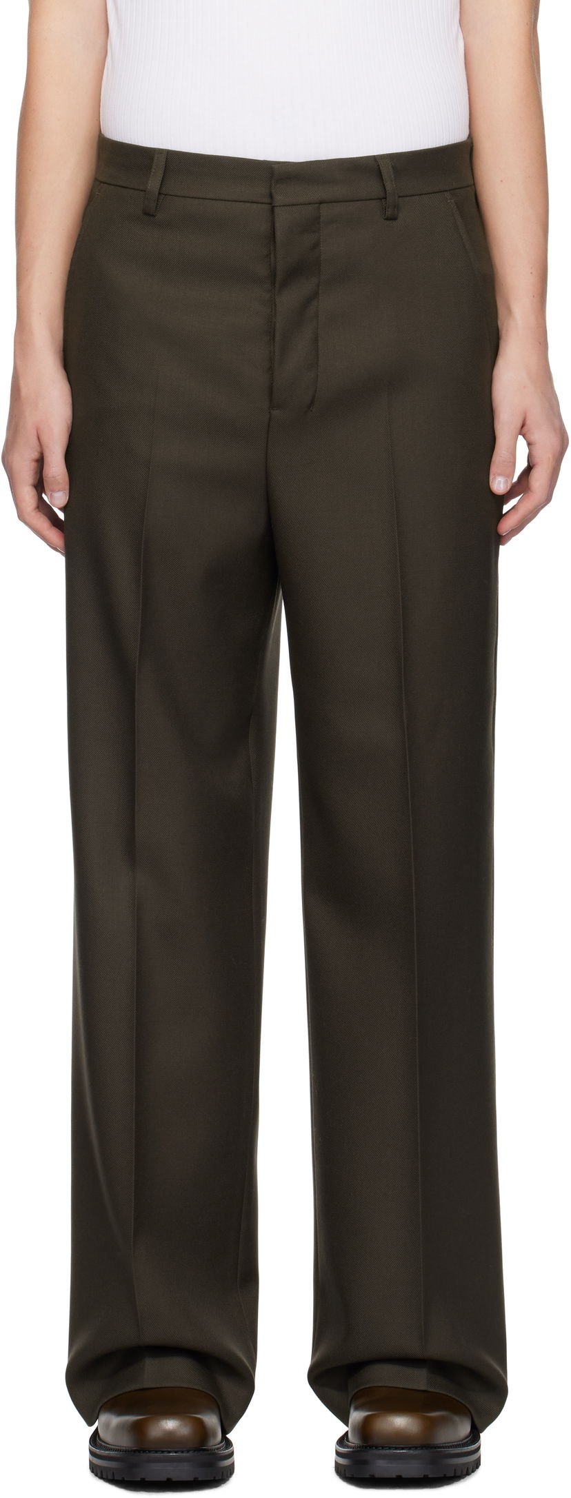 Housut AMI Wide Trousers Ruskea | HTR423.WV0053