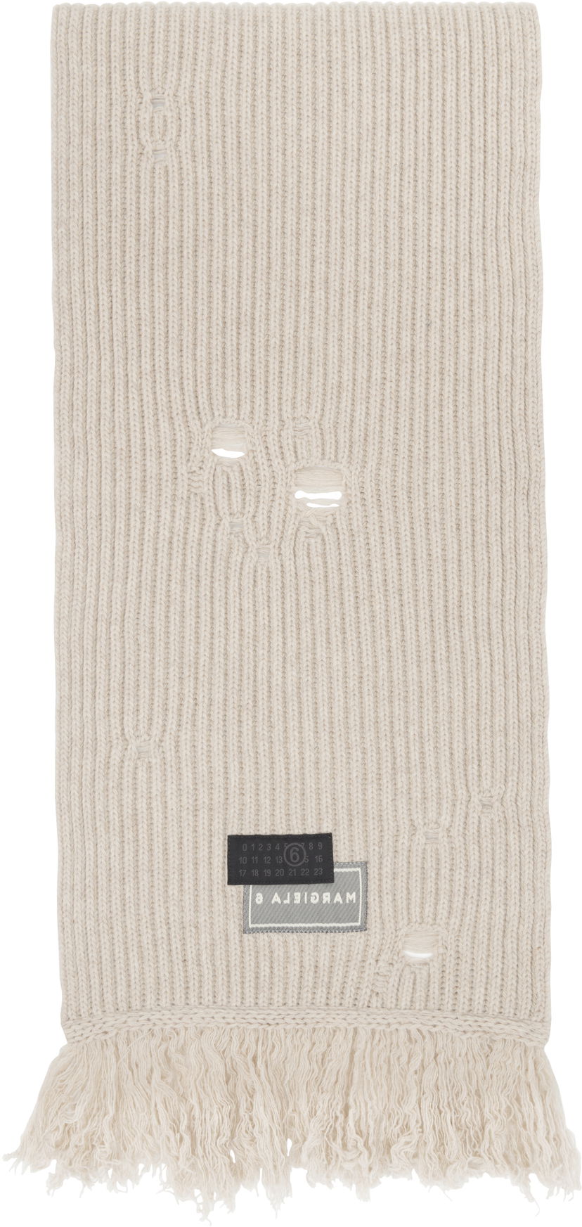 Huivi Maison Margiela MM6 Maison Margiela Wool Distressed Fringed Scarf Beige | S52TE0056 M13138