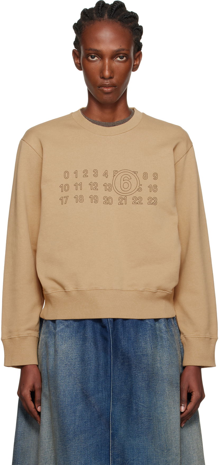 Huppari Maison Margiela MM6 Maison Margiela Printed-Logo Sweatshirt Beige | S52GU0248 M25025
