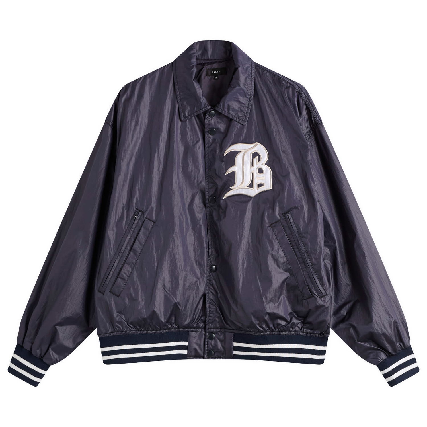 Bomber-takki BEAMS BEAMS Satin Varsity Jacket Tummansininen | 1118-3294-139-79, 1
