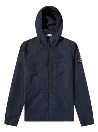 Tuulitakki Stone Island Supima Cotton Twill Stretch Hooded Jacket Tummansininen | 781543310-V0020