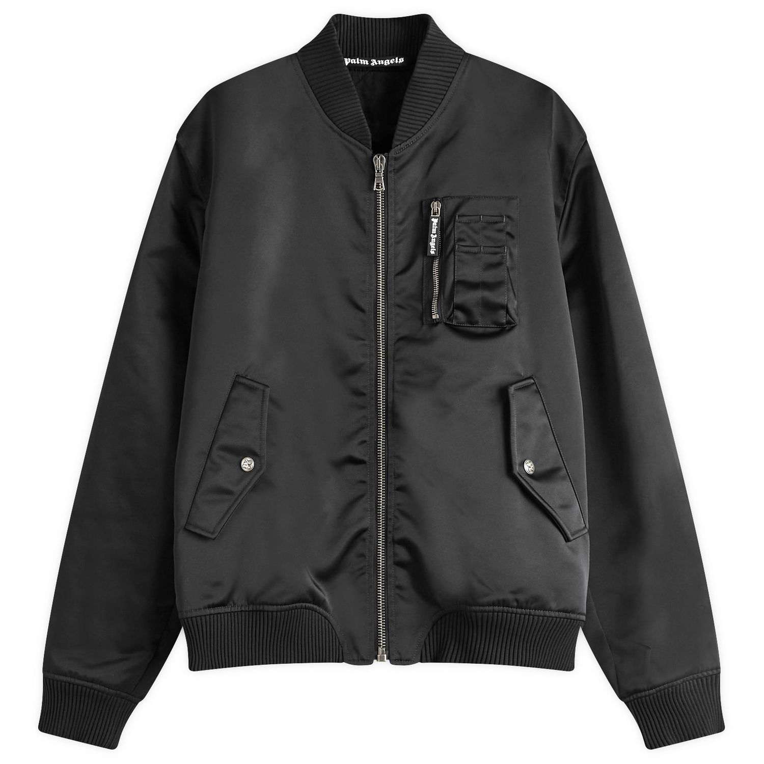 Bomber-takki Palm Angels Black Bomber Jacket With Logo Patch Musta | PMEH033S25FAB0011010, 0