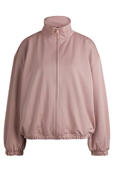 Villapaita BOSS Oversized Logo Jacquard Jacket Vaaleanpunainen | 50531182