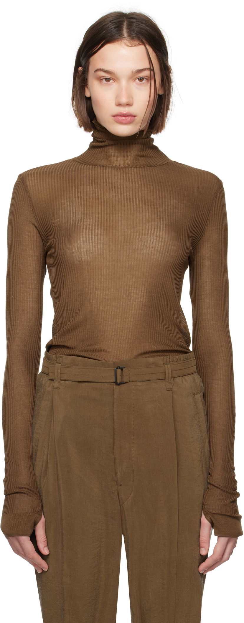 T-paita LEMAIRE Seamless Turtleneck Top Ruskea | TO1279 LK1017