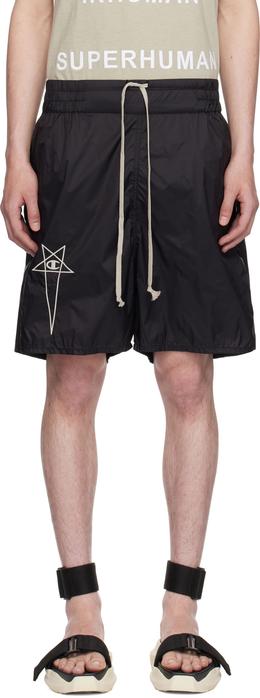 Shortsit Rick Owens Rick Owens Champion Edition Taffeta Shorts Musta | CM01E1681 CHNY NYLON