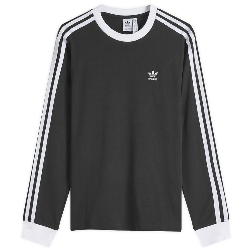 T-paita adidas Originals 3 Stripe Regular Long Sleeve T-Shirt Musta | JC5774